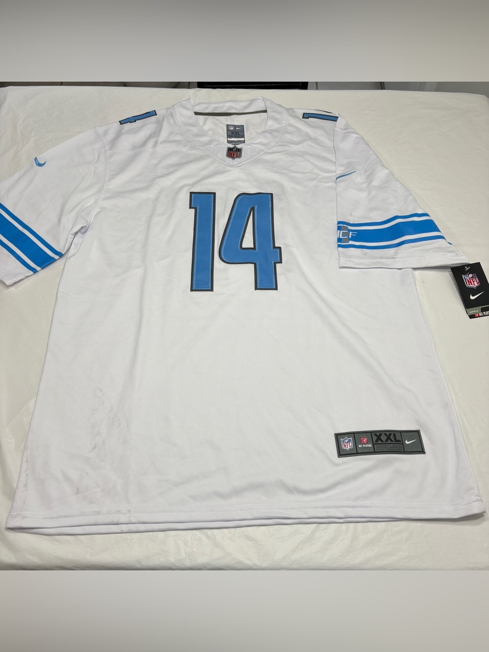 Amon Ra St. Brown #14 Detroit Lions Jersey Nike Men’s XXL New Stained